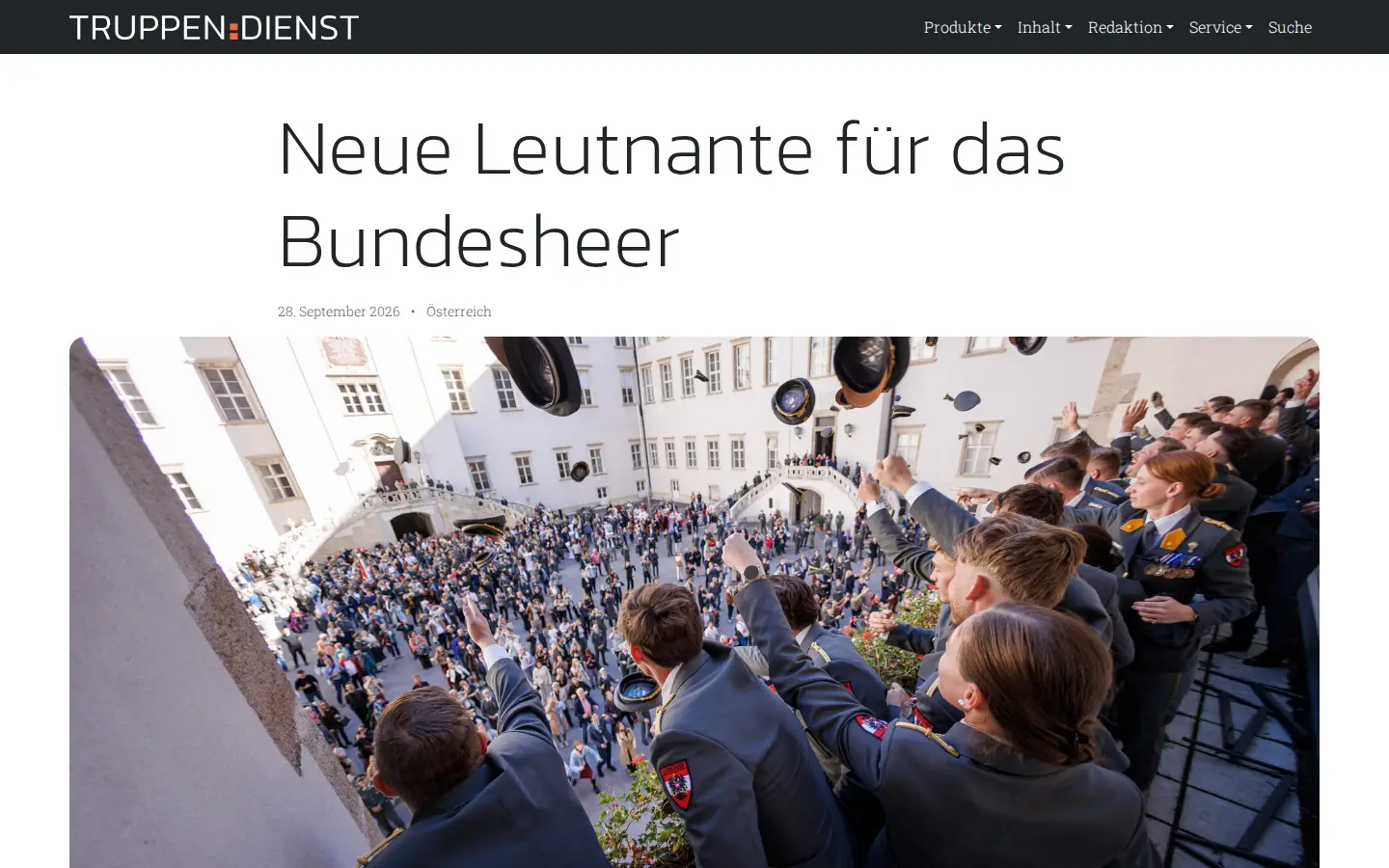 Artikel auf truppendienst.com mit großem Aufmacherbild