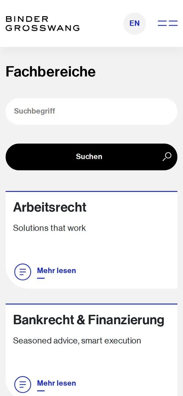 Fachbereiche auf dem Smartphone