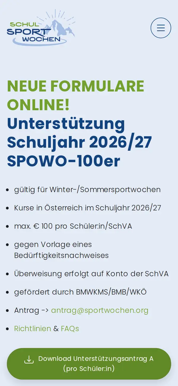 Startseite für Lehrkräfte auf dem Smartphone mit Hinweis zur Förderung