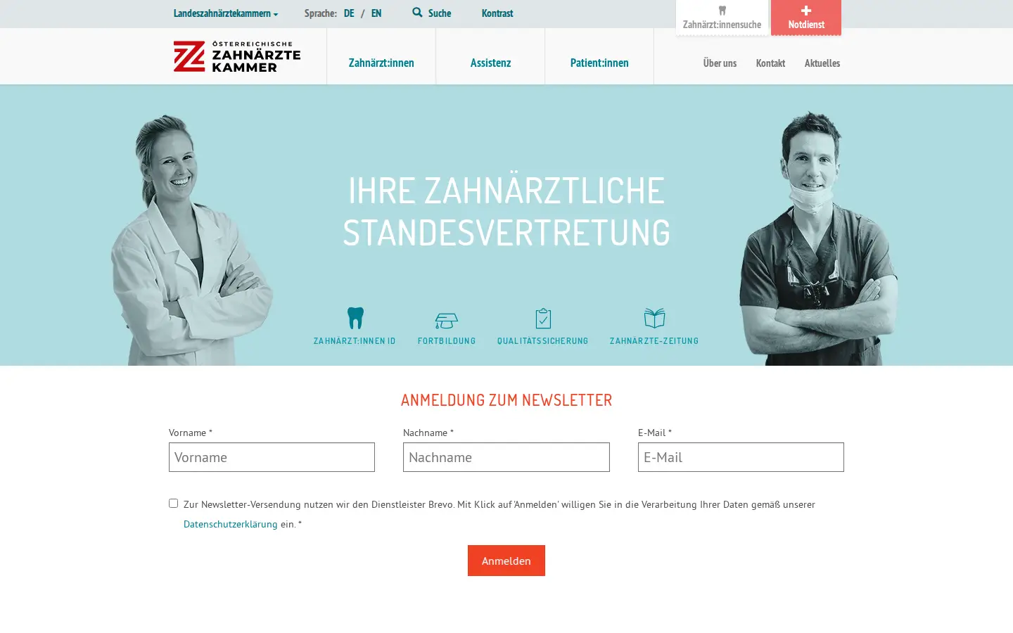 Startseite der Österreichischen Zahnärztekammer