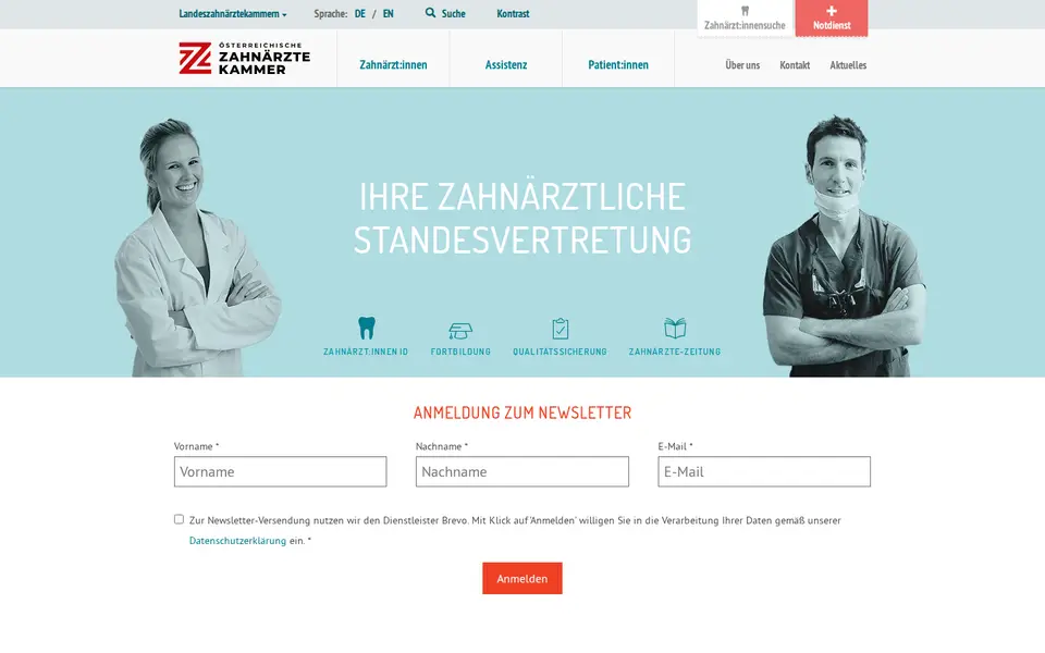Startseite der Österreichischen Zahnärztekammer