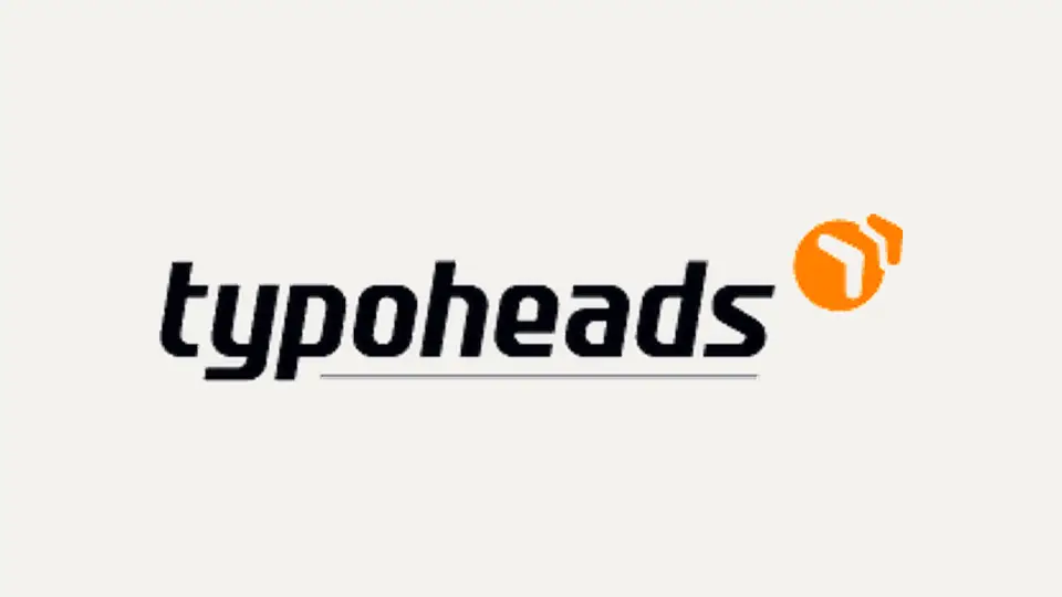 Schriftzug typoheads in Schwarz mit orangem Bildzeichen