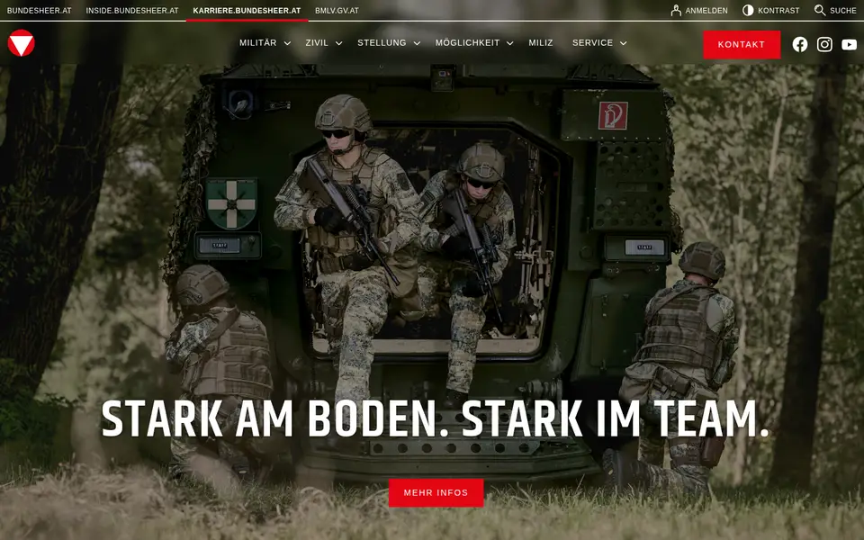 Startseite von karriere.bundesheer.at