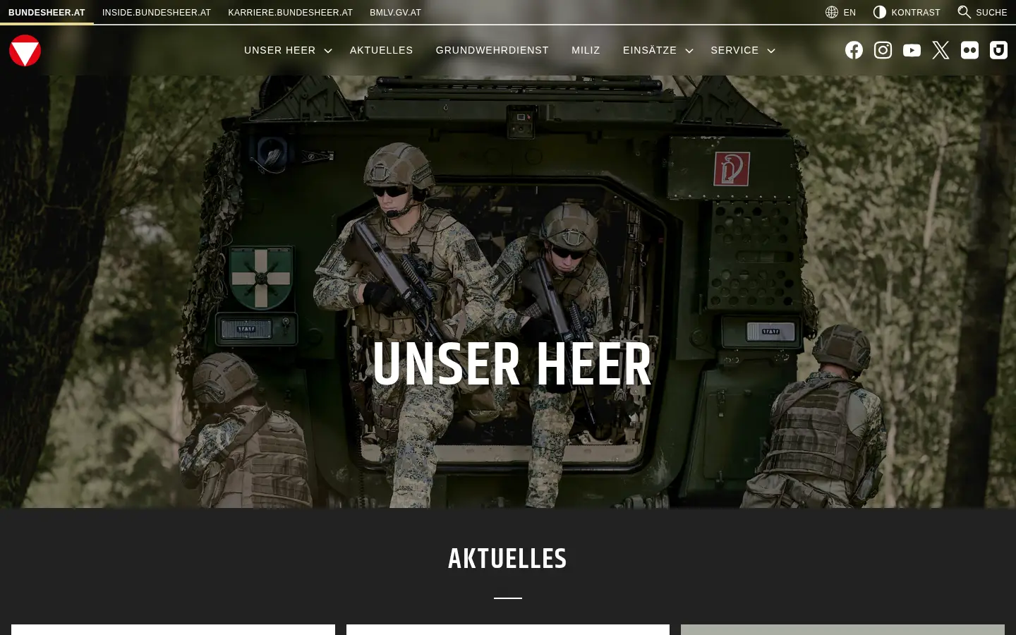 Startseite von bundesheer.at