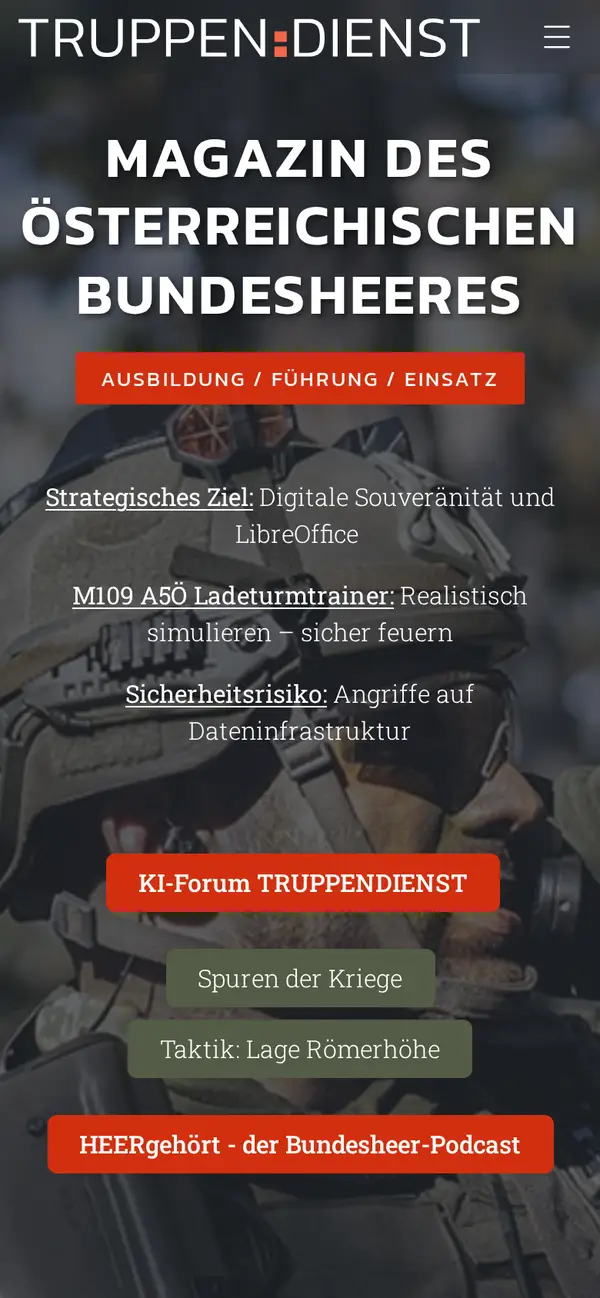 truppendienst.com auf dem Smartphone