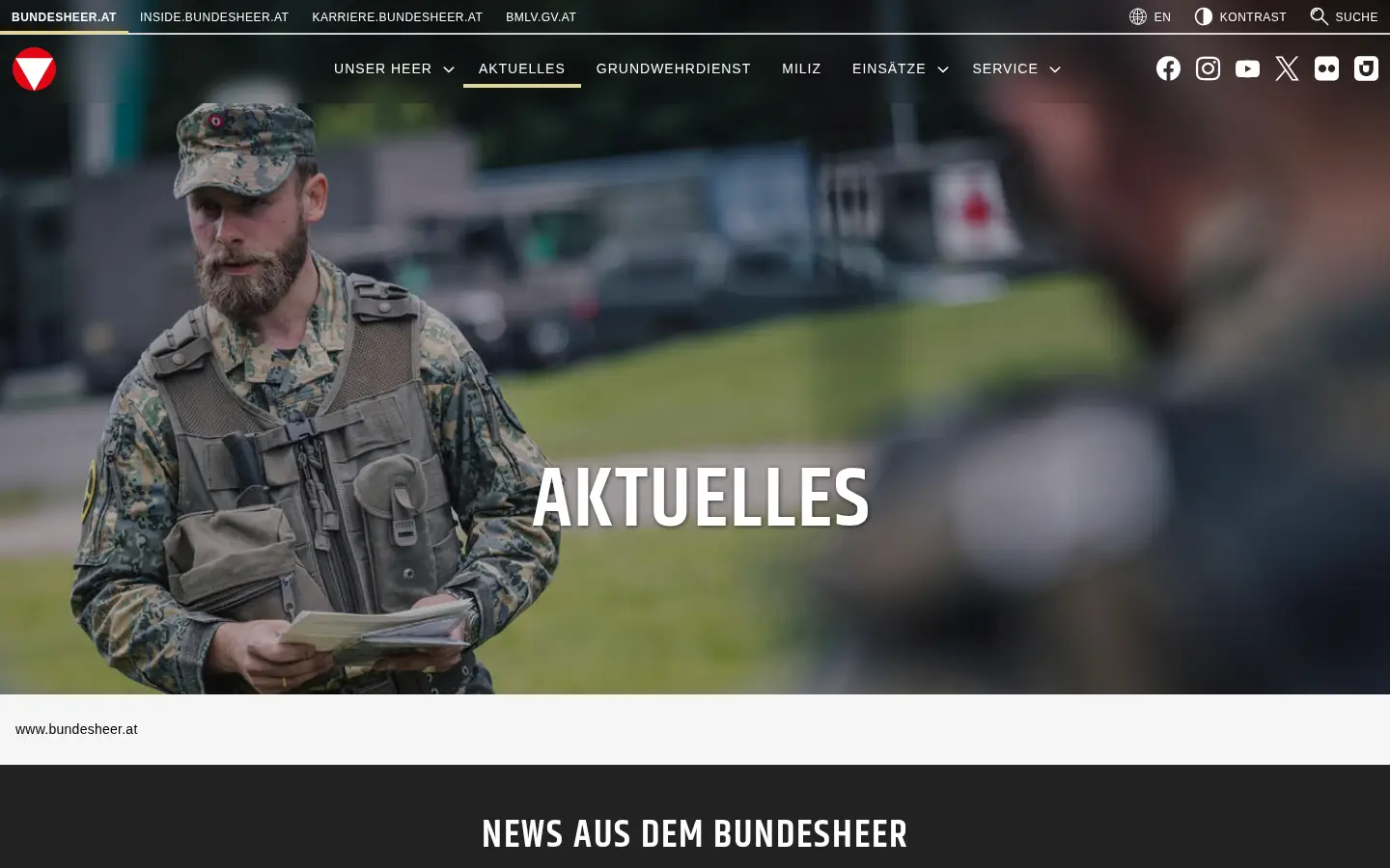 Nachrichtenübersicht auf bundesheer.at