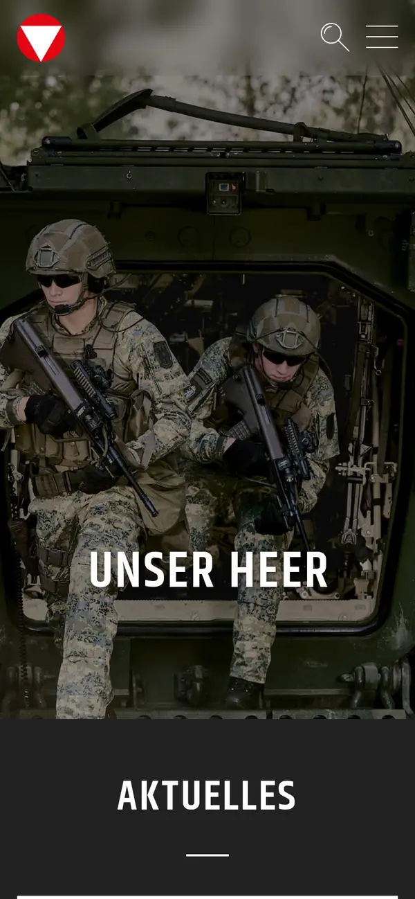 bundesheer.at auf dem Smartphone