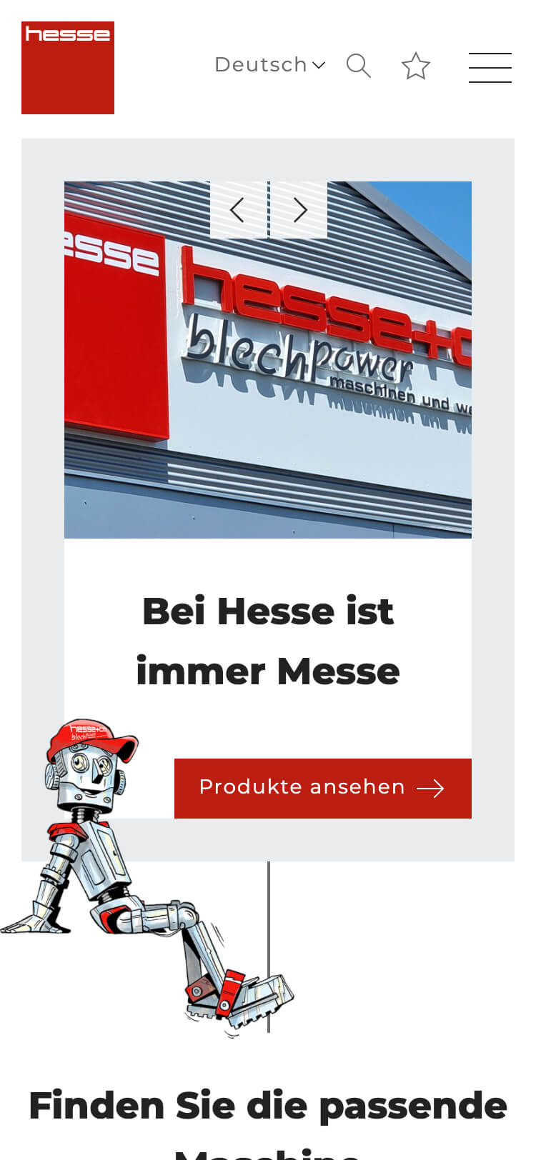 Hesse Shop Startseite Ansicht auf dem Smartphone