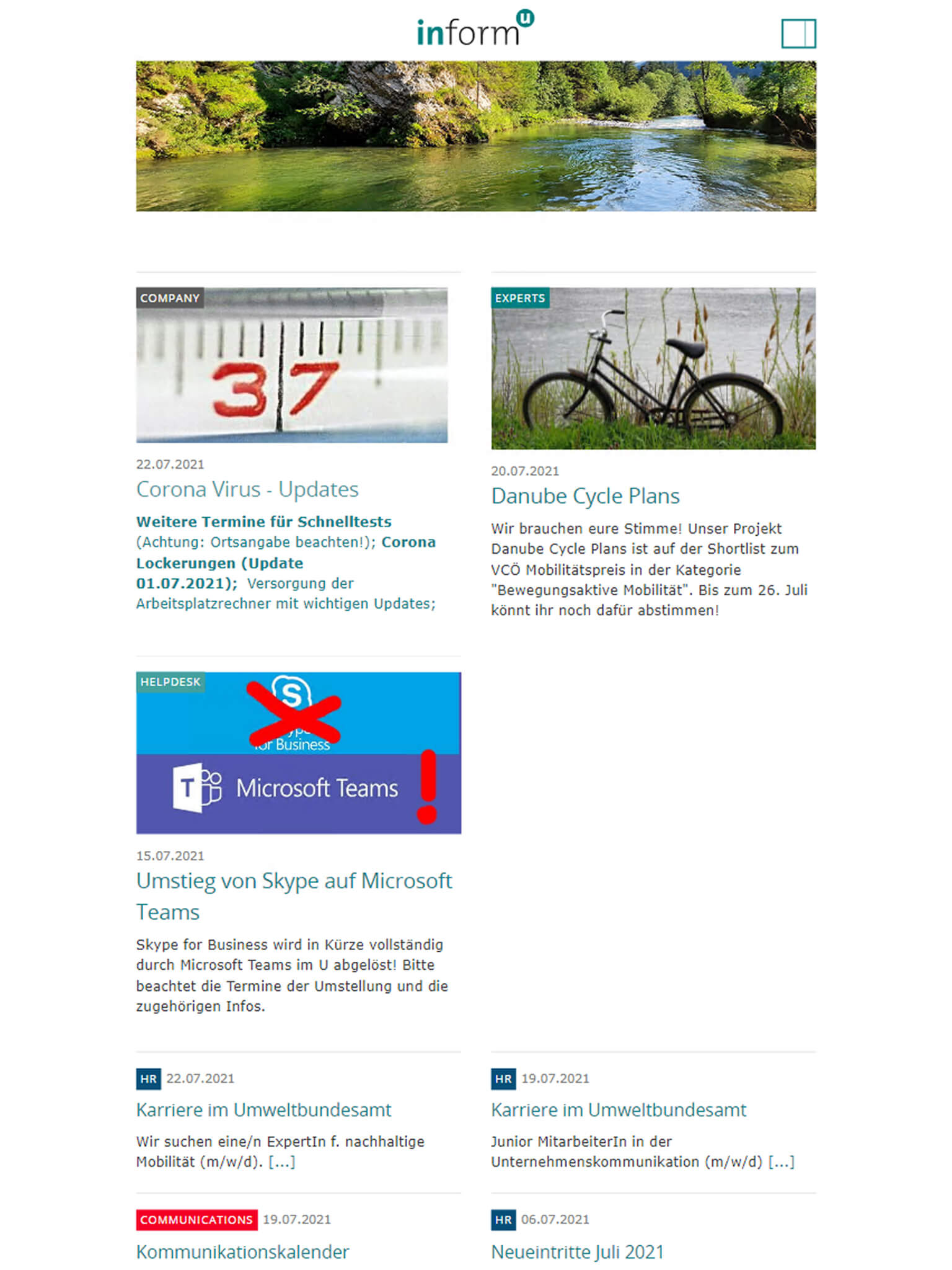 Umweltbundesamt Intranet Ansicht auf dem iPad