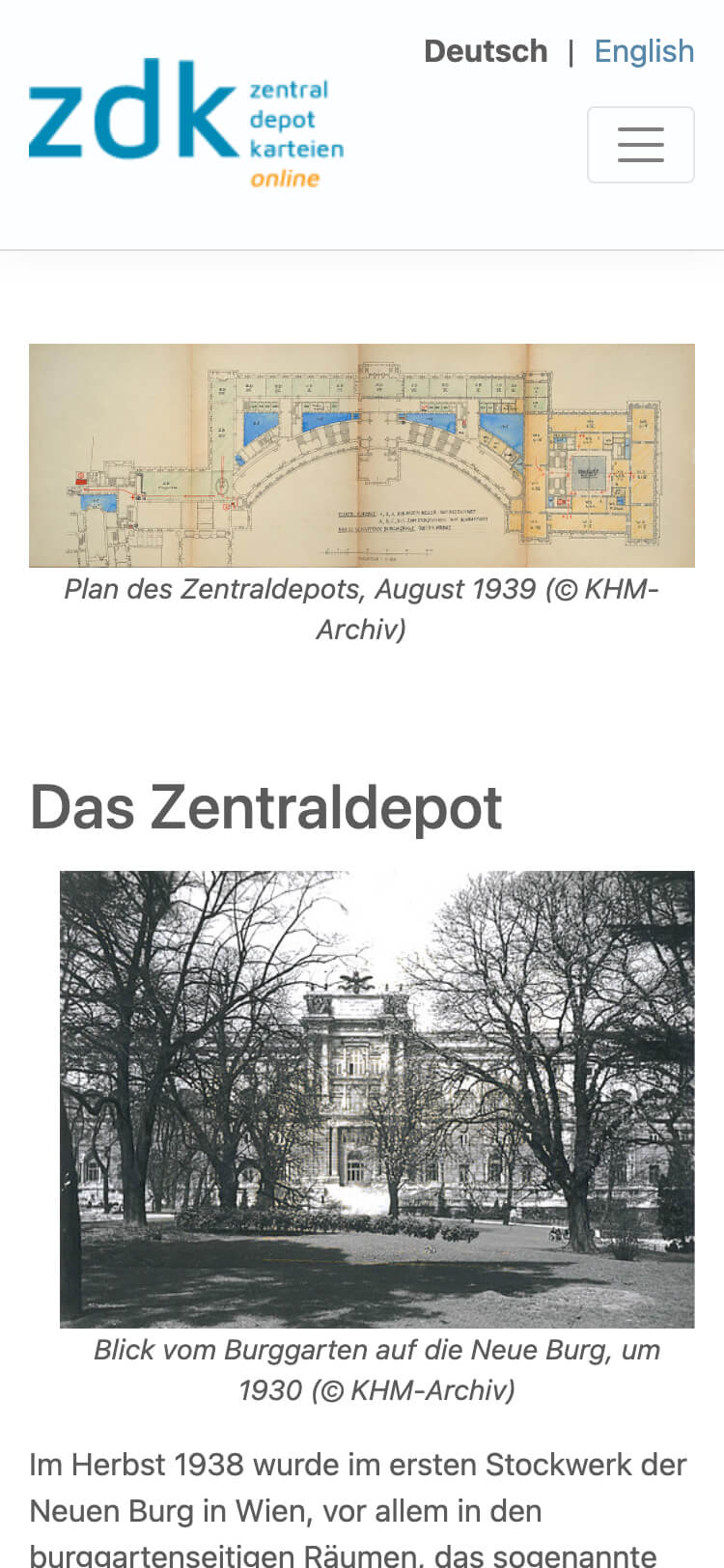 ZDK Zentral Depot Karteien Ansicht auf dem Smartphone